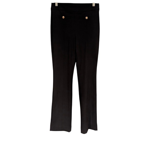 White House Black Market Bootcut Trousers Black Petite 2P Gold Button Detail - Picture 1 of 8